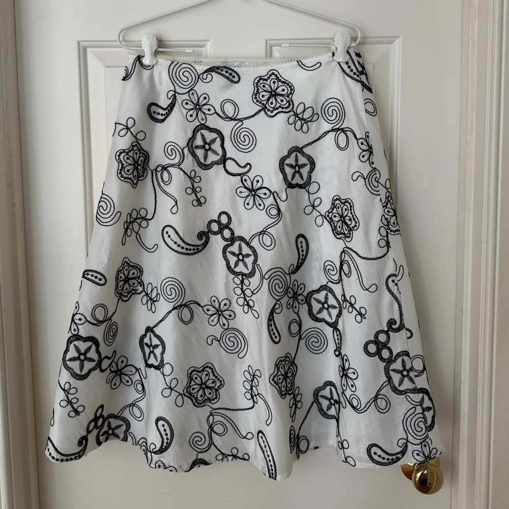 Vintage MSK Embroidered Floral Sequin Midi Skirt